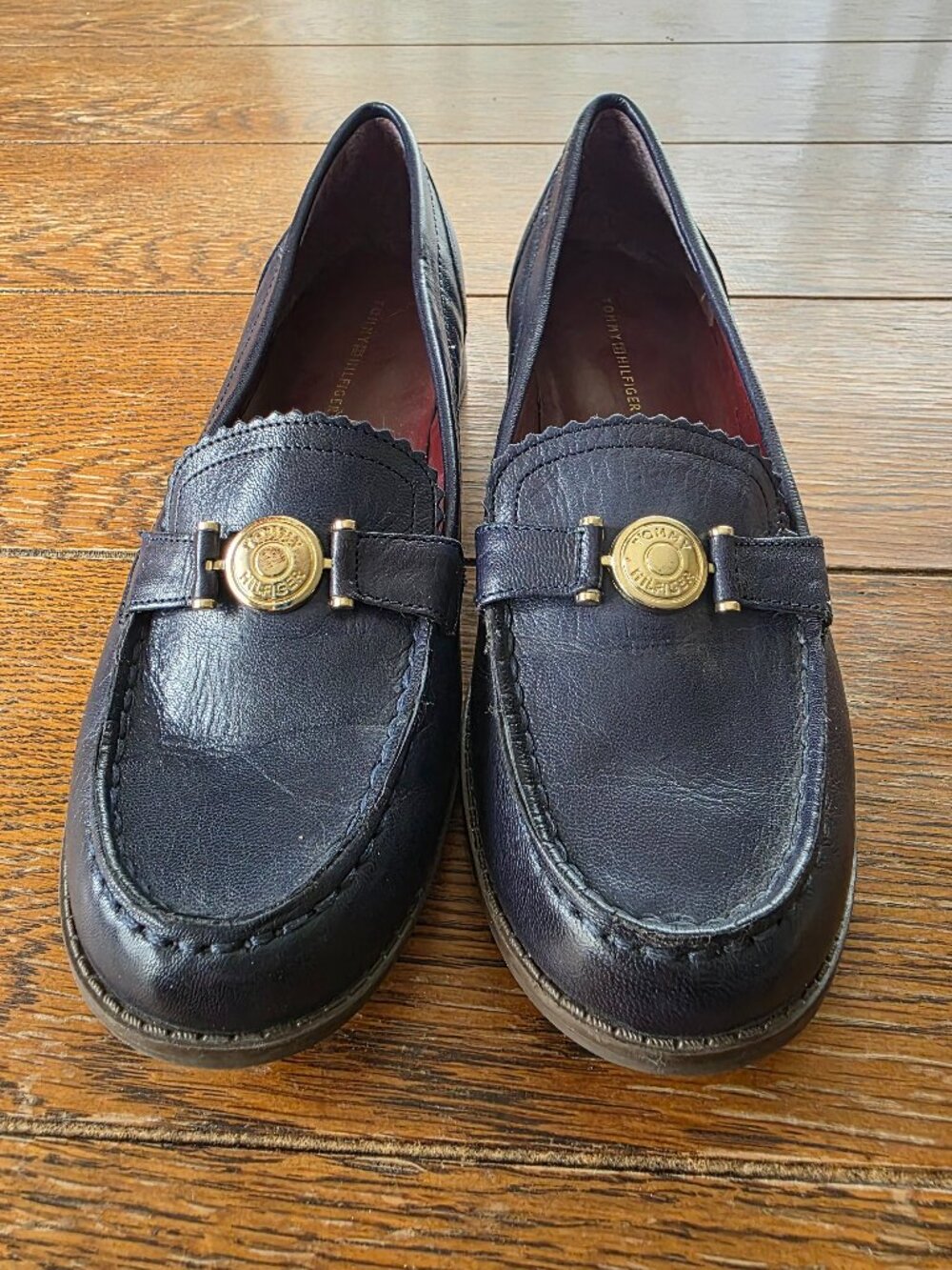 Tommy Hilfiger Navy Leather Malenita Loafers - Size 7M